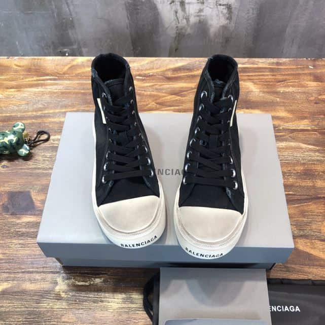 BALENCIAGA MEN'S PARIS HIGH TOP TRAINERS IN BLACK - BB210