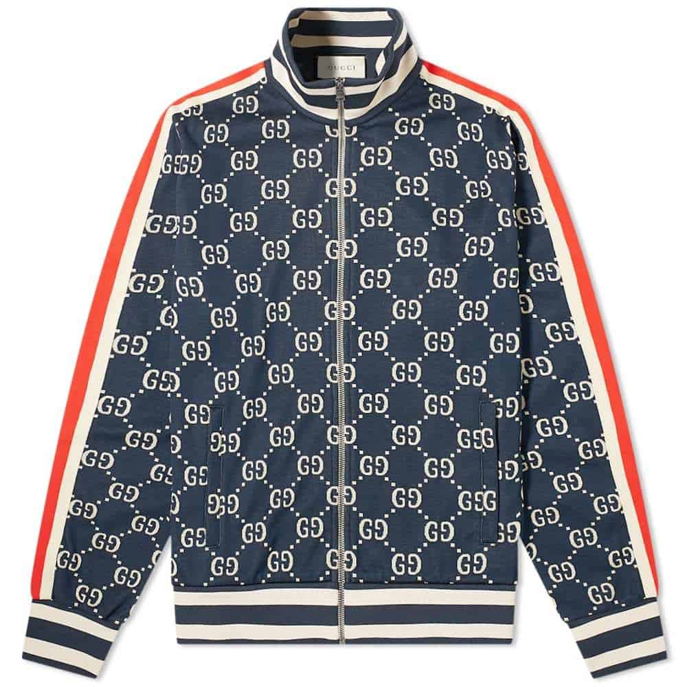 Gucci Navy Cotton Jacquard Gg Jacket - GJ001