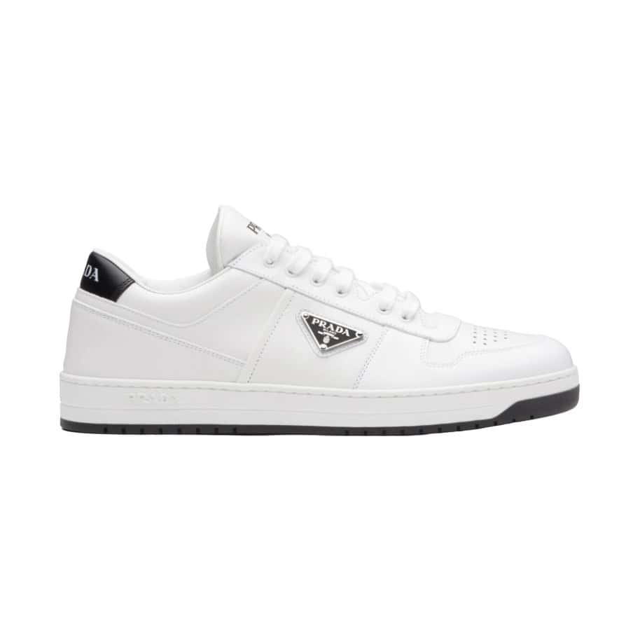 PRADA DOWNTOWN LEATHER SNEAKERS IN WHITE - PRD010