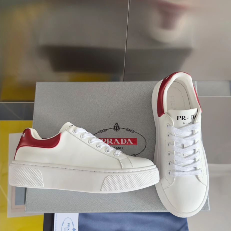 PRADA MACRO RE-NYLON AND BRUSHED LEATHER SNEAKERS - PRD063