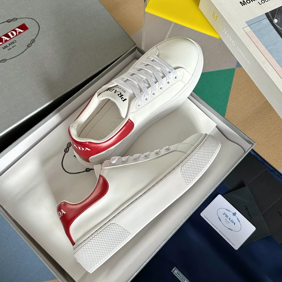 PRADA MACRO RE-NYLON AND BRUSHED LEATHER SNEAKERS - PRD063