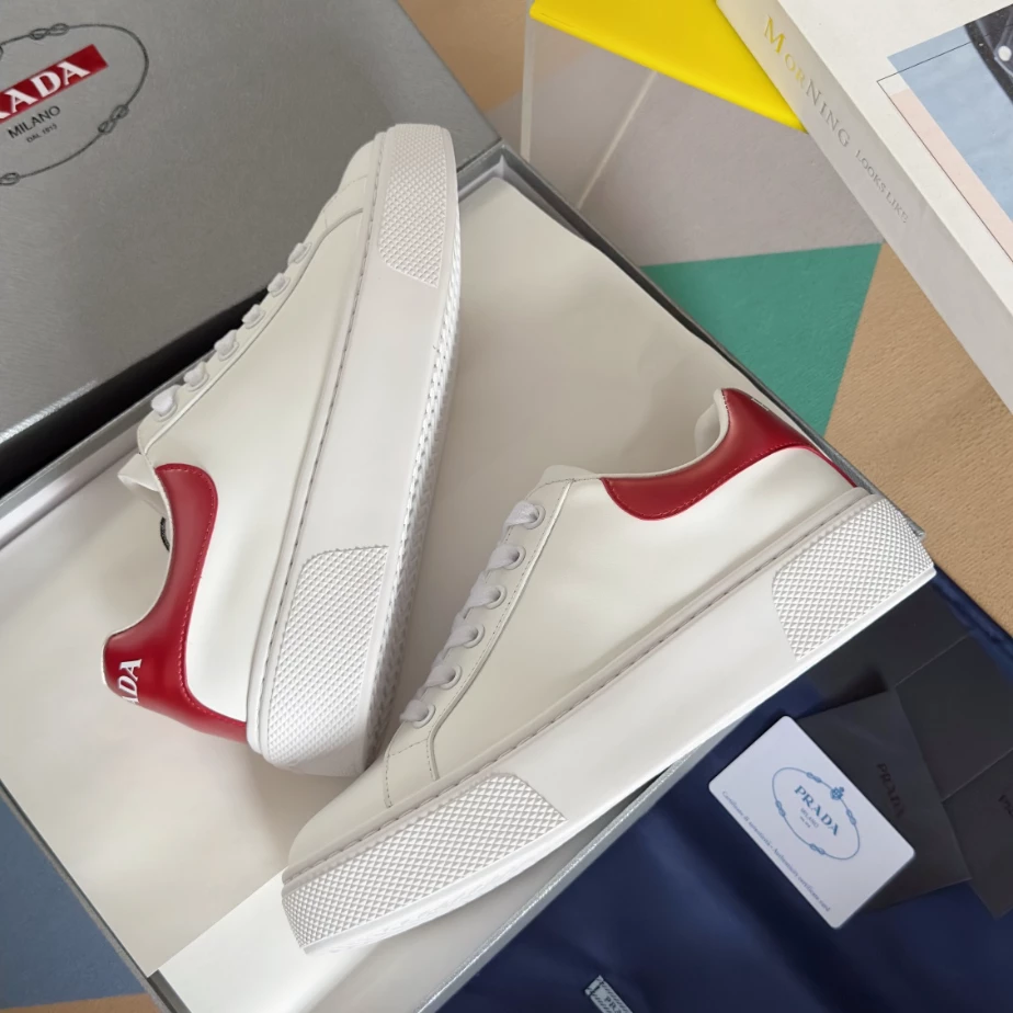 PRADA MACRO RE-NYLON AND BRUSHED LEATHER SNEAKERS - PRD063