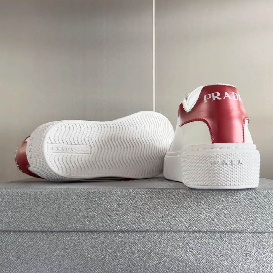 PRADA MACRO RE-NYLON AND BRUSHED LEATHER SNEAKERS - PRD063