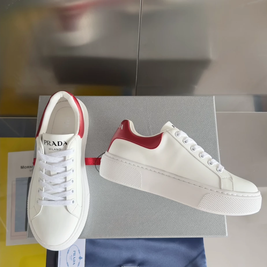 PRADA MACRO RE-NYLON AND BRUSHED LEATHER SNEAKERS - PRD063