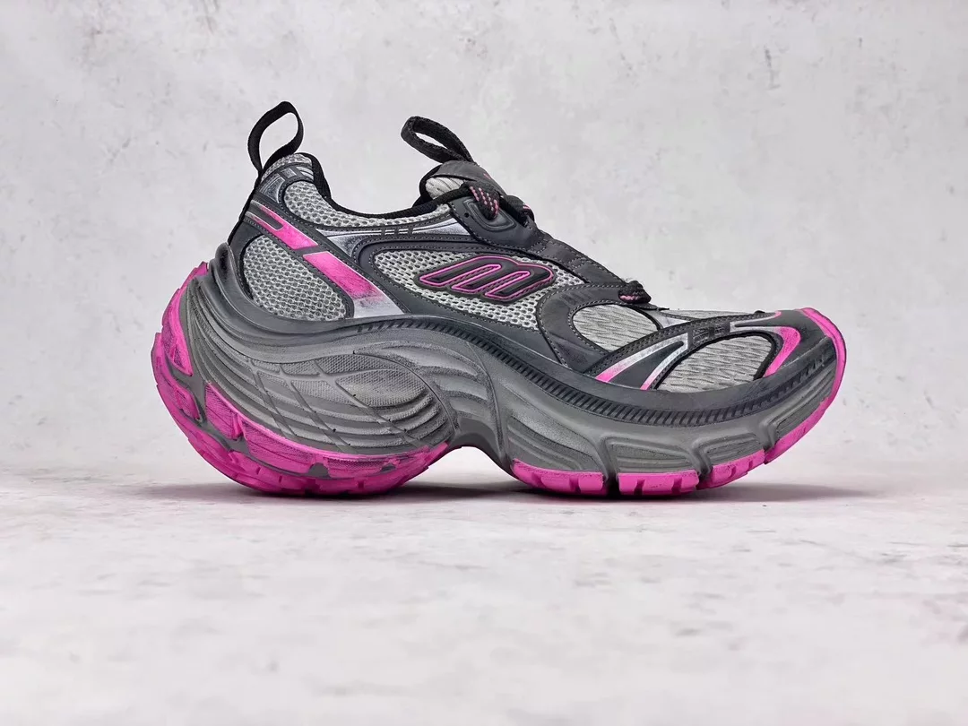 BALENCIAGA WOMEN'S 10XL SNEAKER IN GREY/PINK/BLACK - BB275