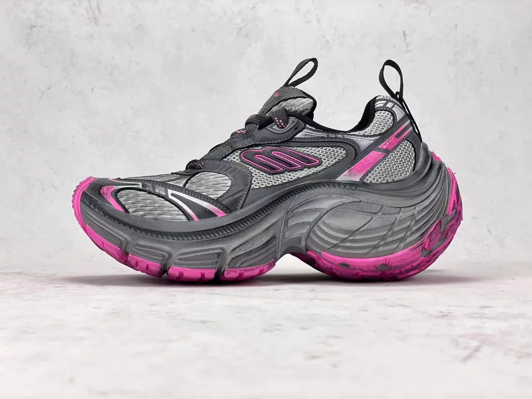 BALENCIAGA WOMEN'S 10XL SNEAKER IN GREY/PINK/BLACK - BB275