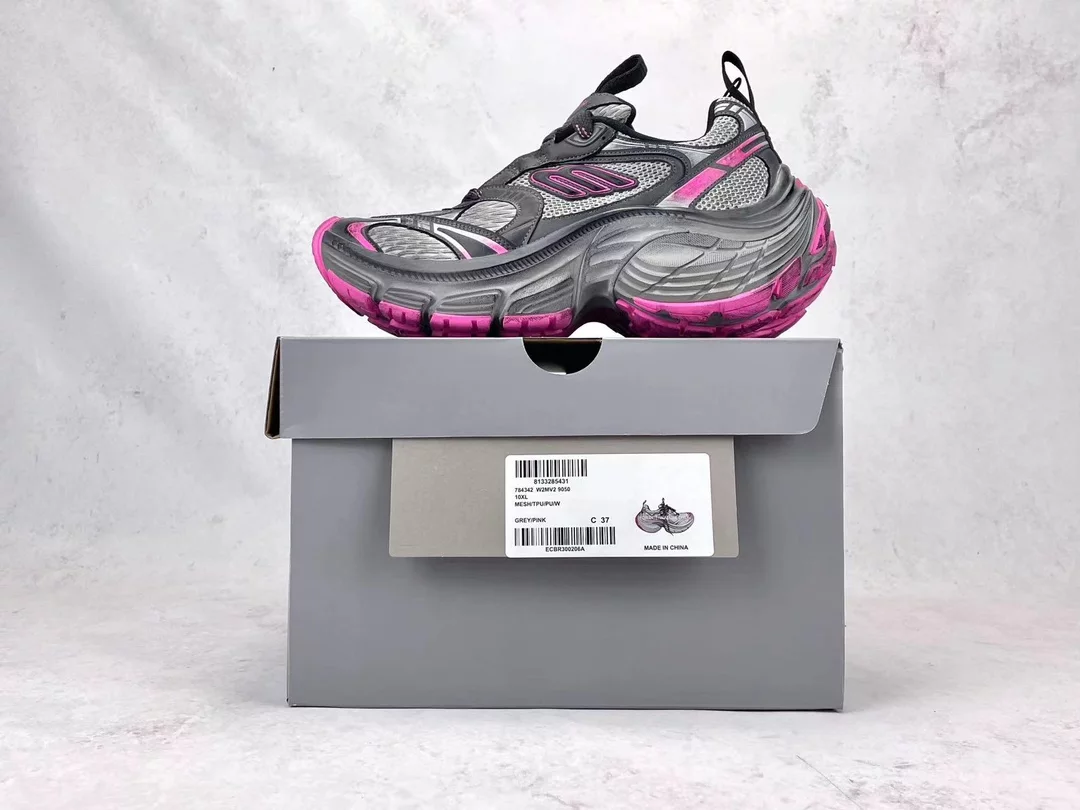 BALENCIAGA WOMEN'S 10XL SNEAKER IN GREY/PINK/BLACK - BB275