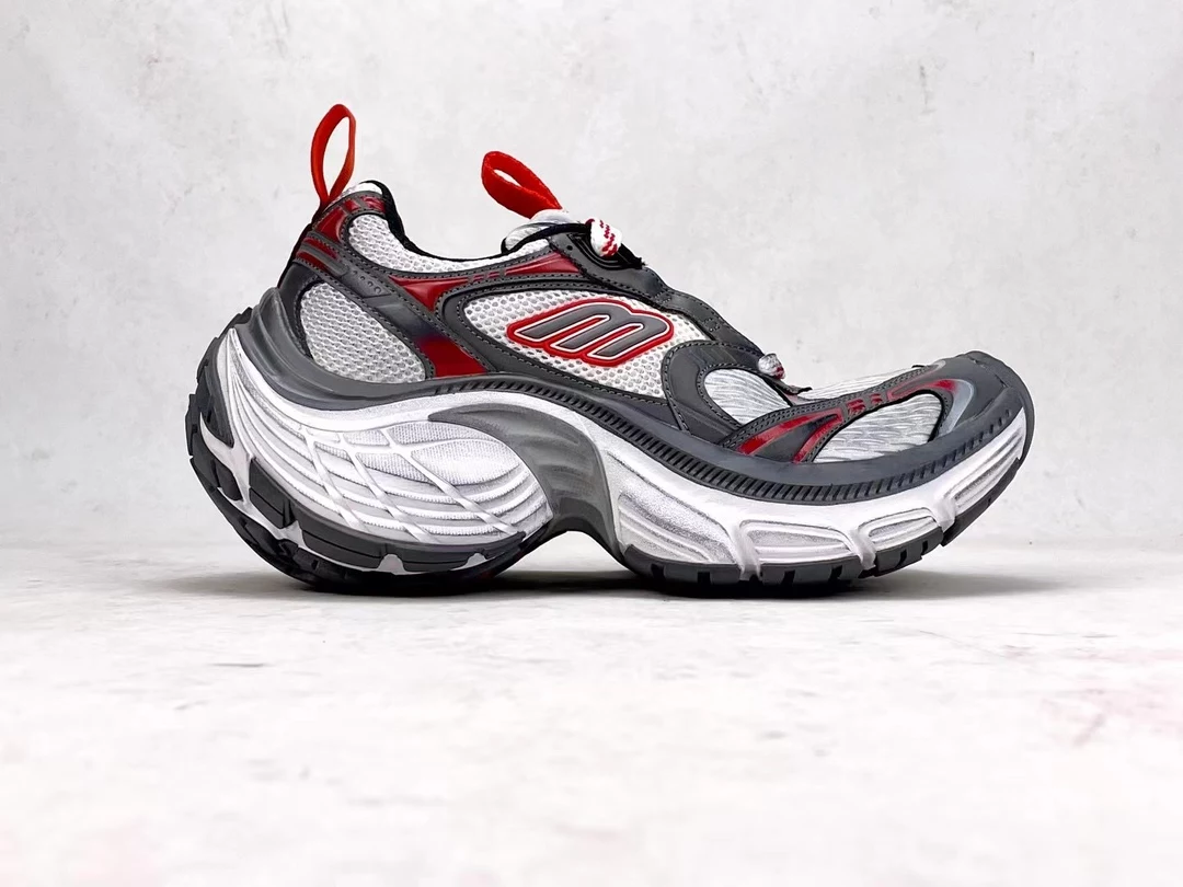 BALENCIAGA MEN'S 10XL SNEAKER IN GREY/WHITE/RED - BB271