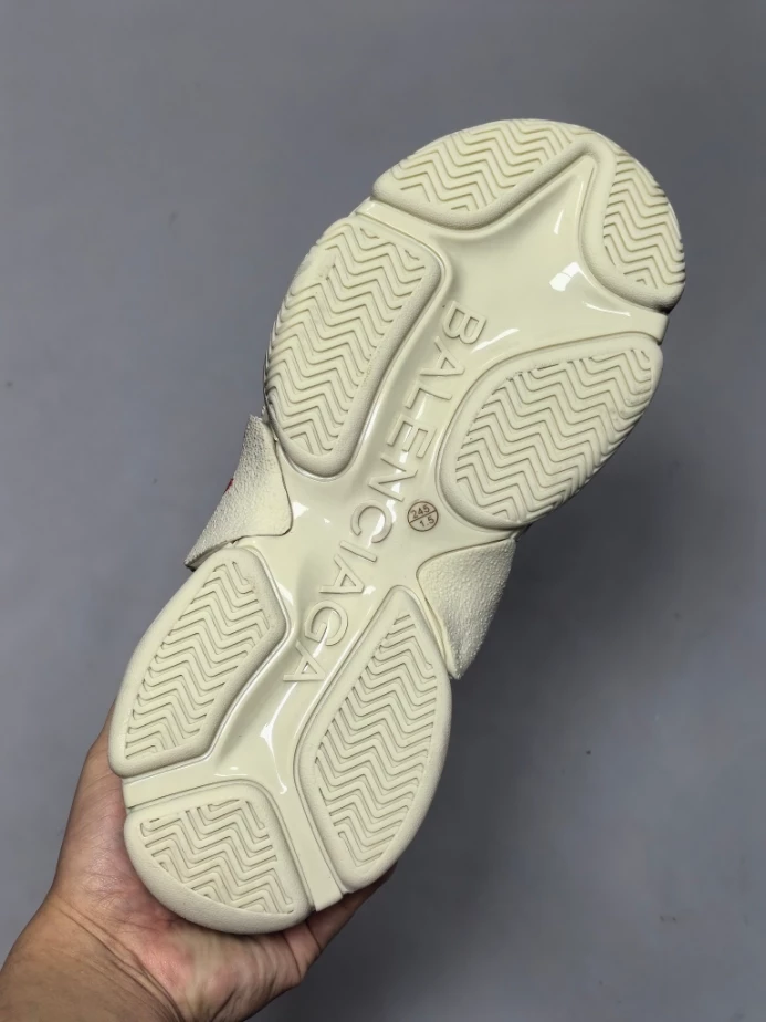 BALENCIAGA TRIPLE S SNEAKER IN WHITE, RED AND BLACK DIY METAL ARTWORK PRINTED COWSKIN - BB269