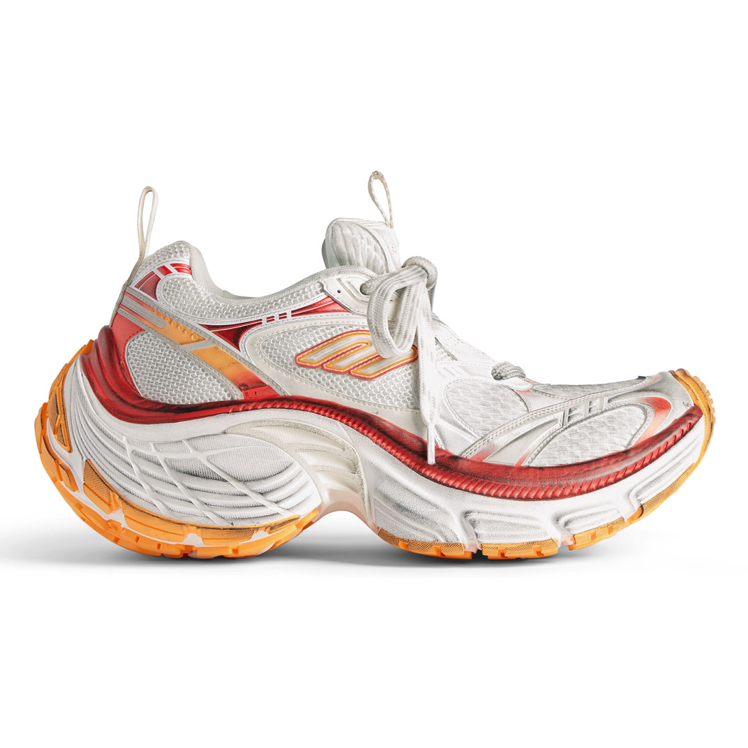 BALENCIAGA WOMEN'S 10XL SNEAKER IN WHITE/RED/ORANGE - BB276