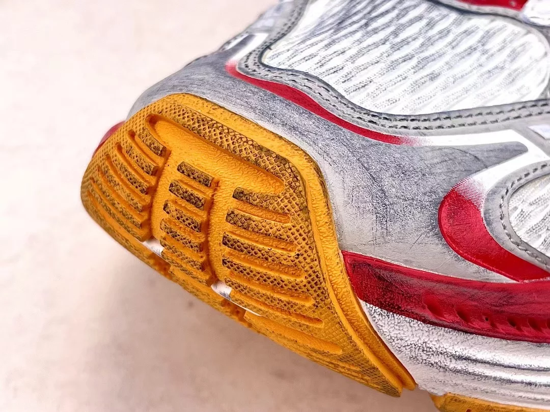 BALENCIAGA WOMEN'S 10XL SNEAKER IN WHITE/RED/ORANGE - BB276