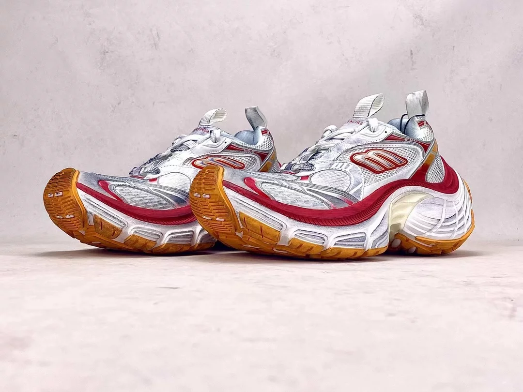 BALENCIAGA WOMEN'S 10XL SNEAKER IN WHITE/RED/ORANGE - BB276