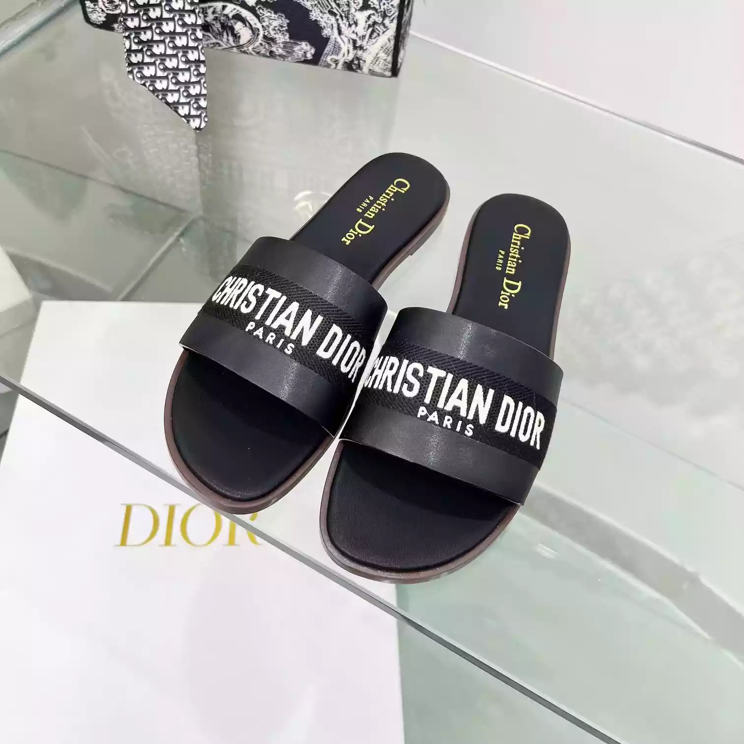 Dior Dway Heeled Slide Black - SDD010