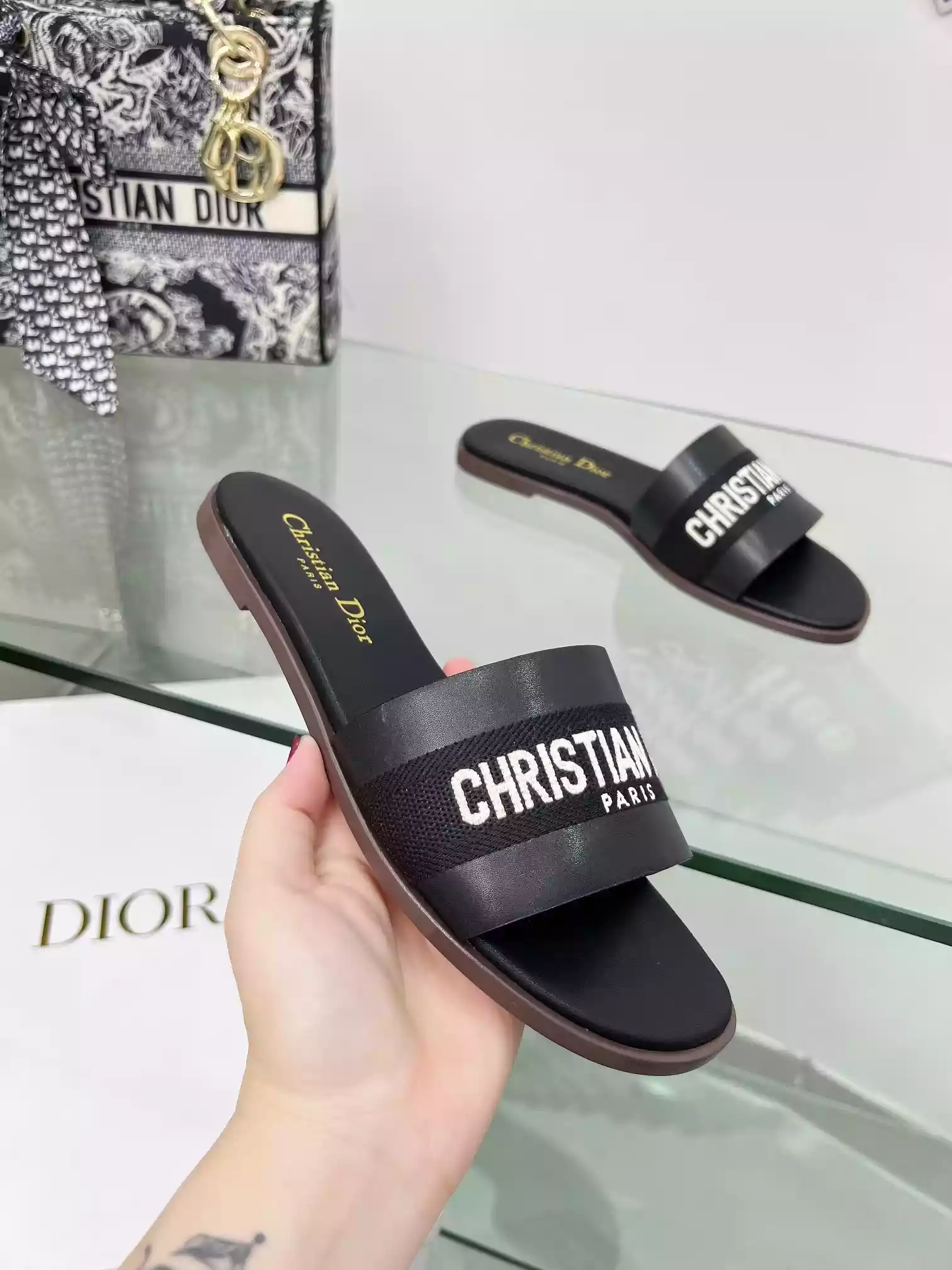 Dior Dway Heeled Slide Black - SDD010