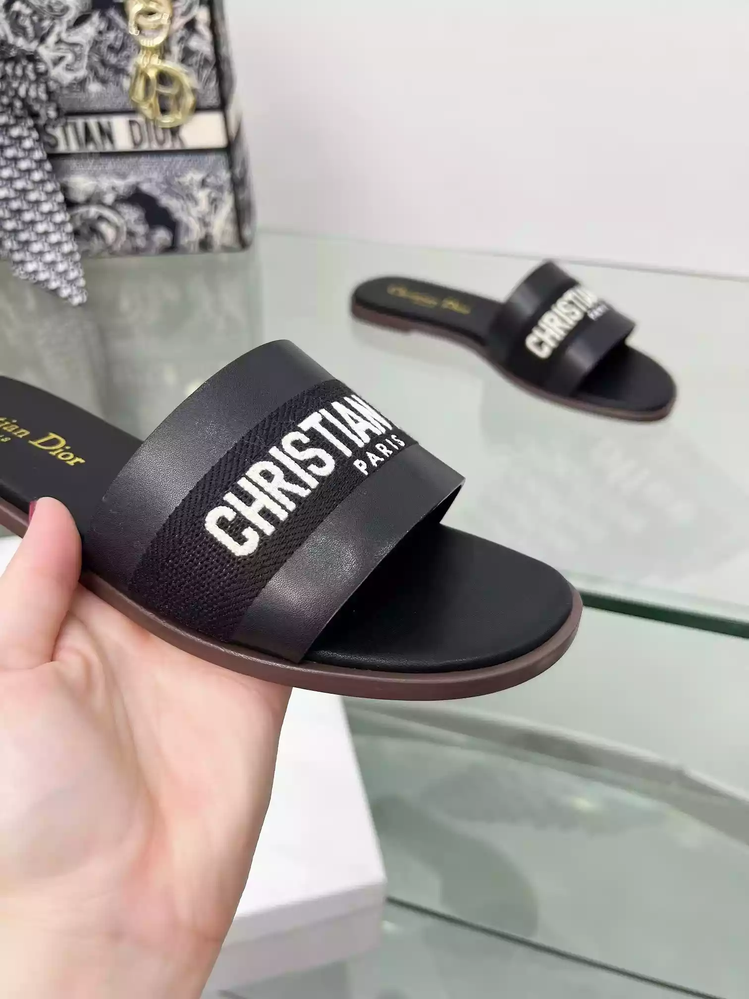 Dior Dway Heeled Slide Black - SDD010