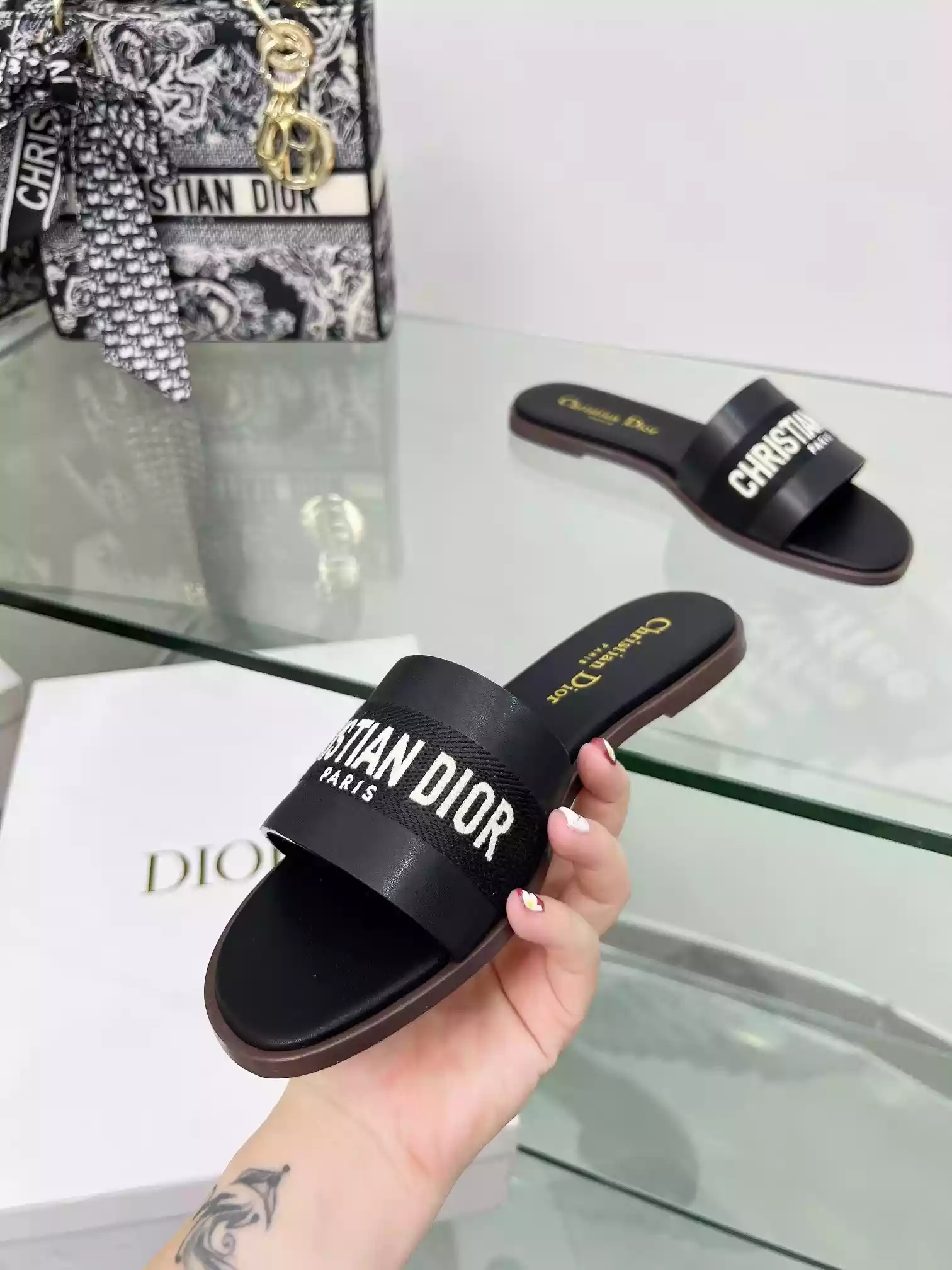 Dior Dway Heeled Slide Black - SDD010