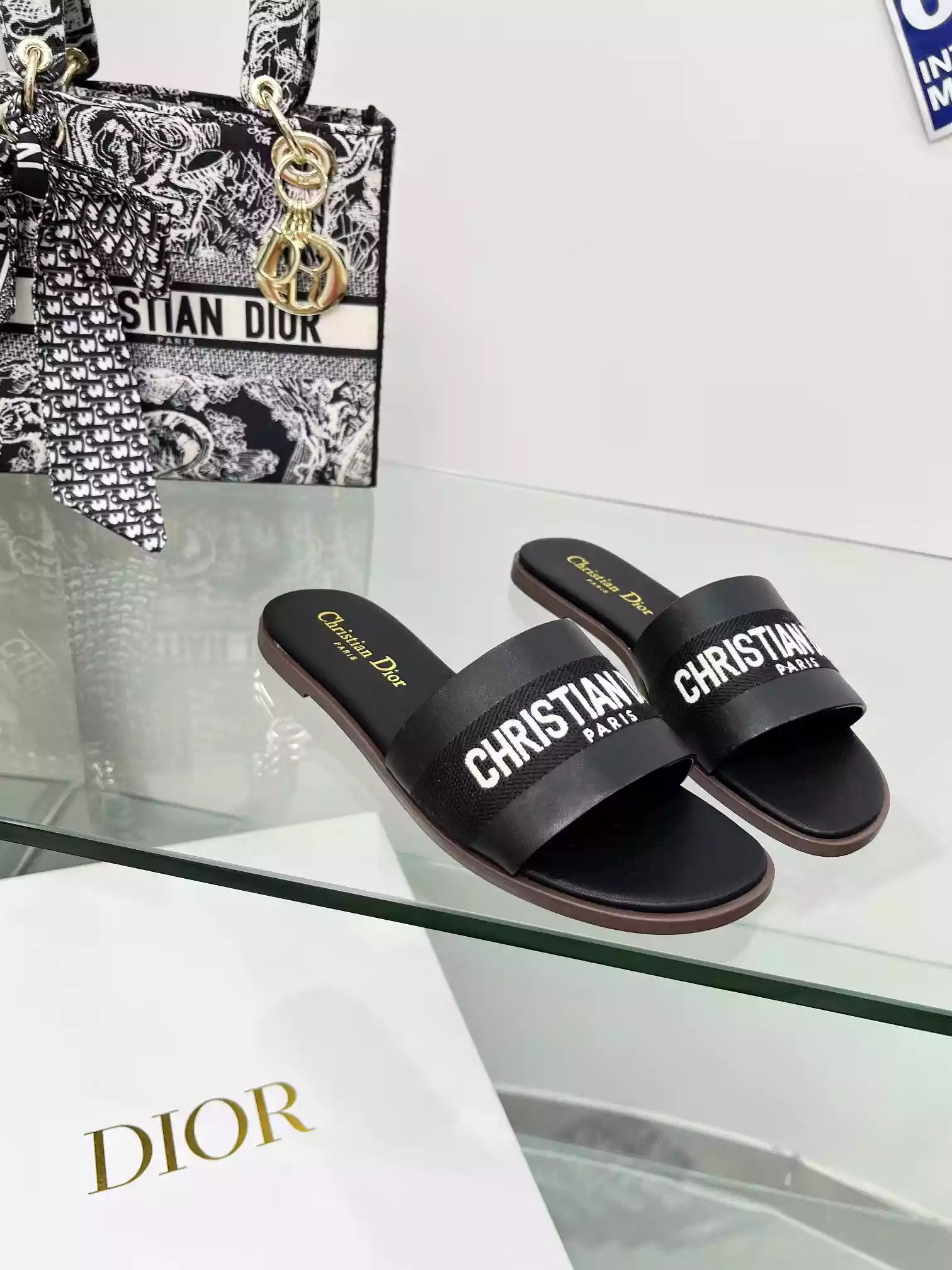 Dior Dway Heeled Slide Black - SDD010