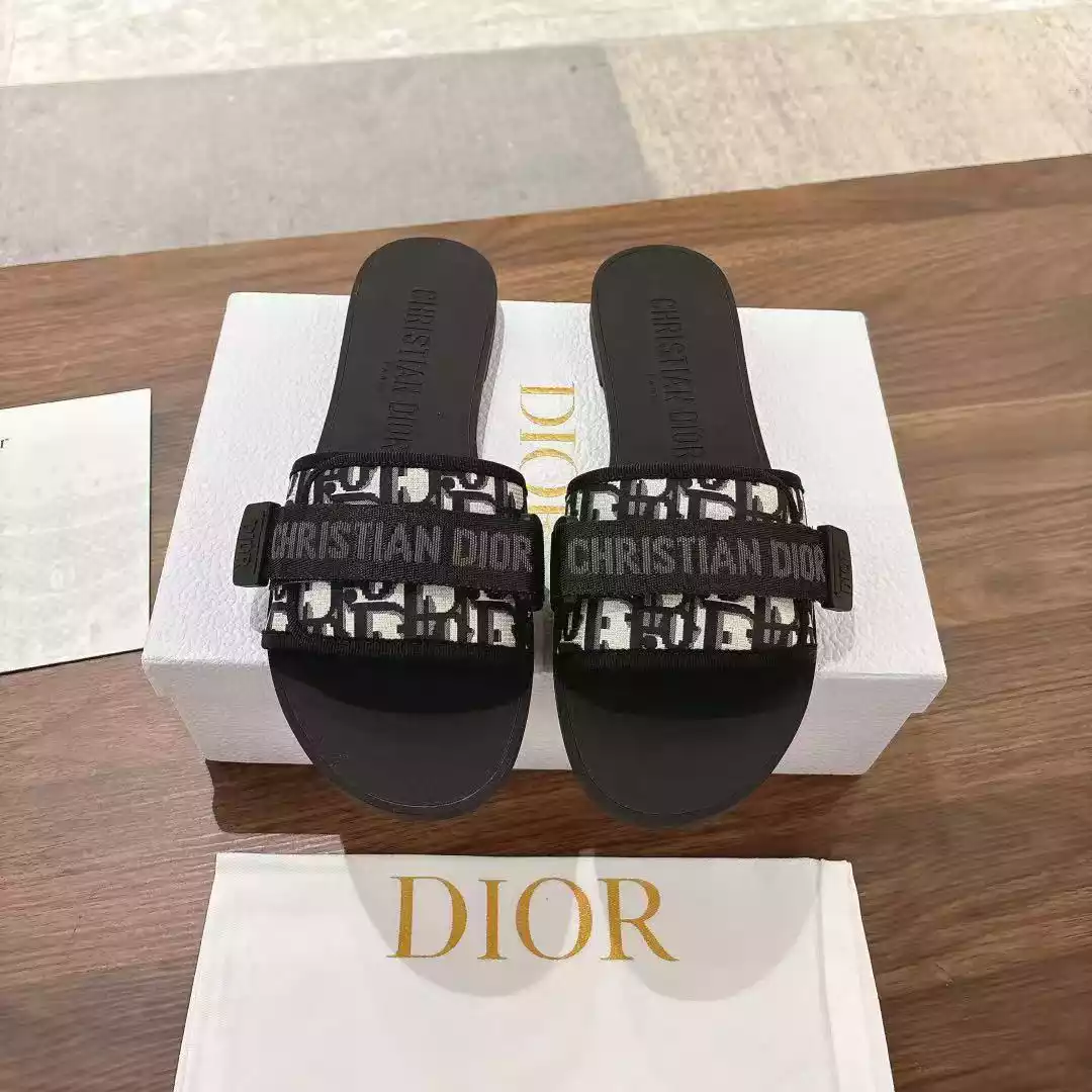 Dior Evolution Slides Dark Blue Dior Printed Technical Fabric - SDD009