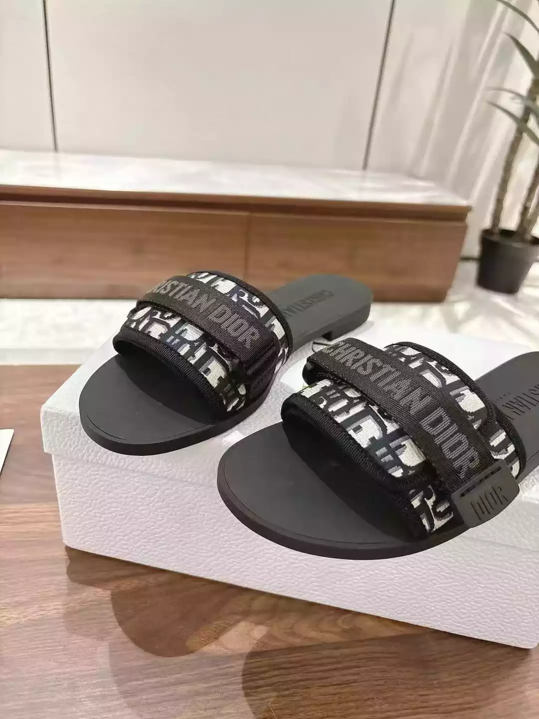 Dior Evolution Slides Dark Blue Dior Printed Technical Fabric - SDD009