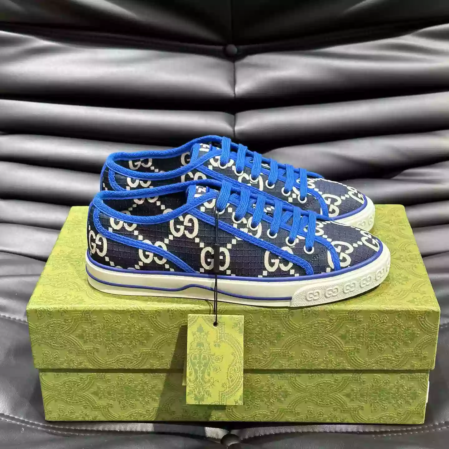 GUCCI TENNIS 1977 SHOES SNEAKERS IN BEIGE/BLUE - GC281