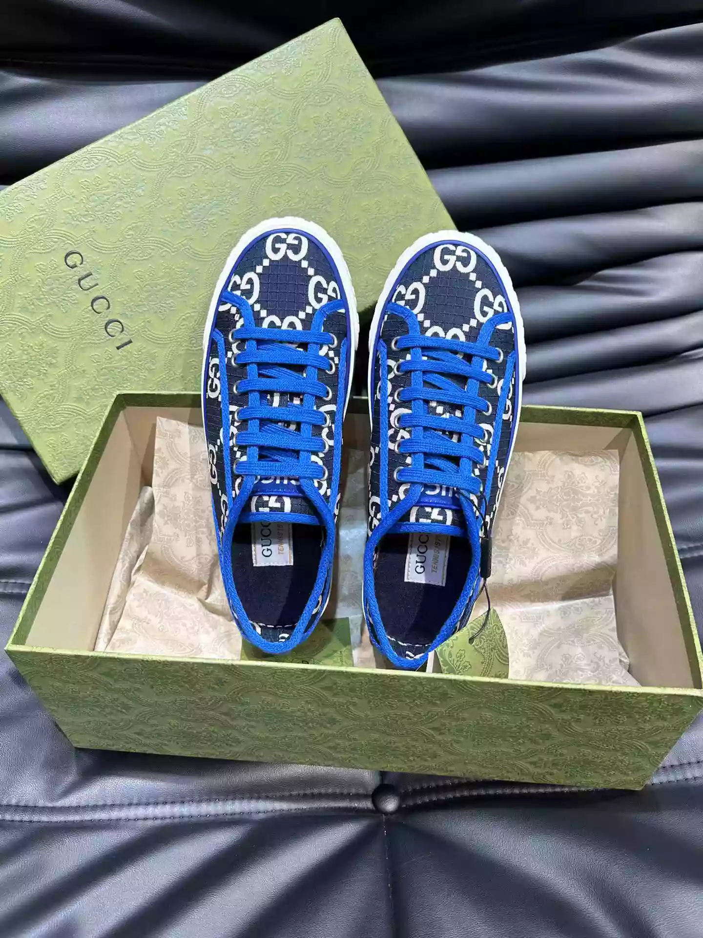 GUCCI TENNIS 1977 SHOES SNEAKERS IN BEIGE/BLUE - GC281