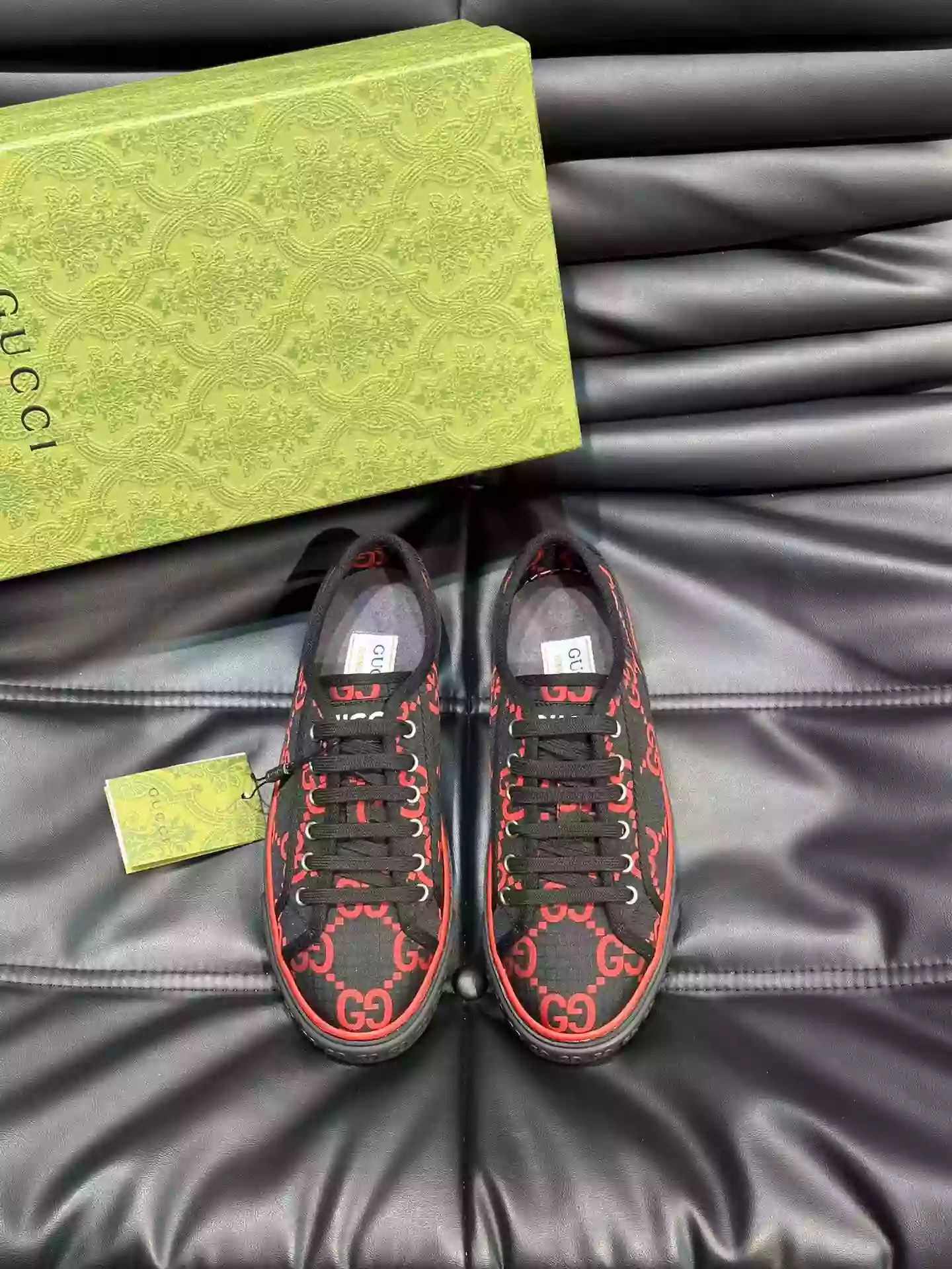 GUCCI TENNIS 1977 SHOES SNEAKERS IN BLACK/RED - GC282