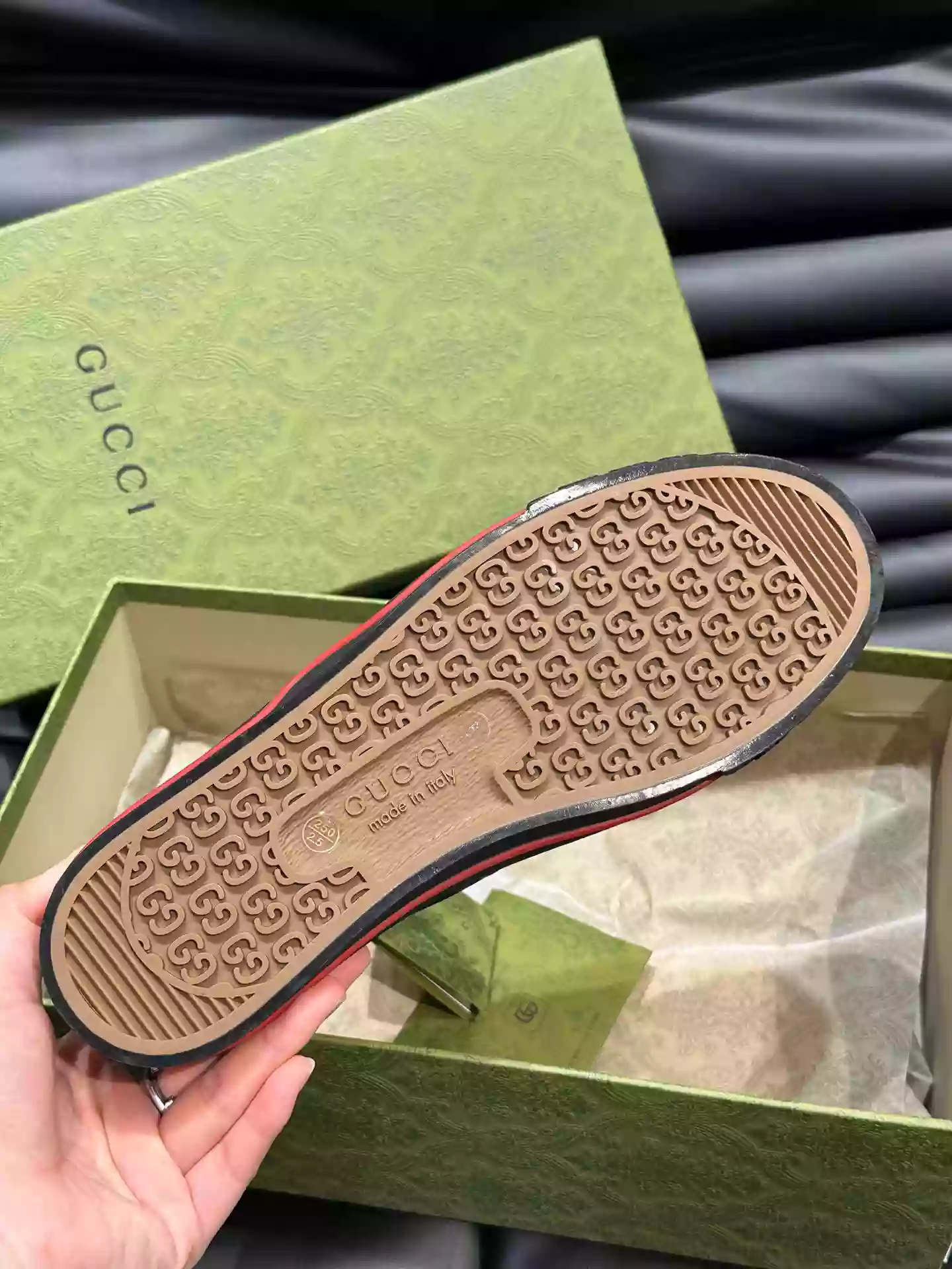 GUCCI TENNIS 1977 SHOES SNEAKERS IN BLACK/RED - GC282