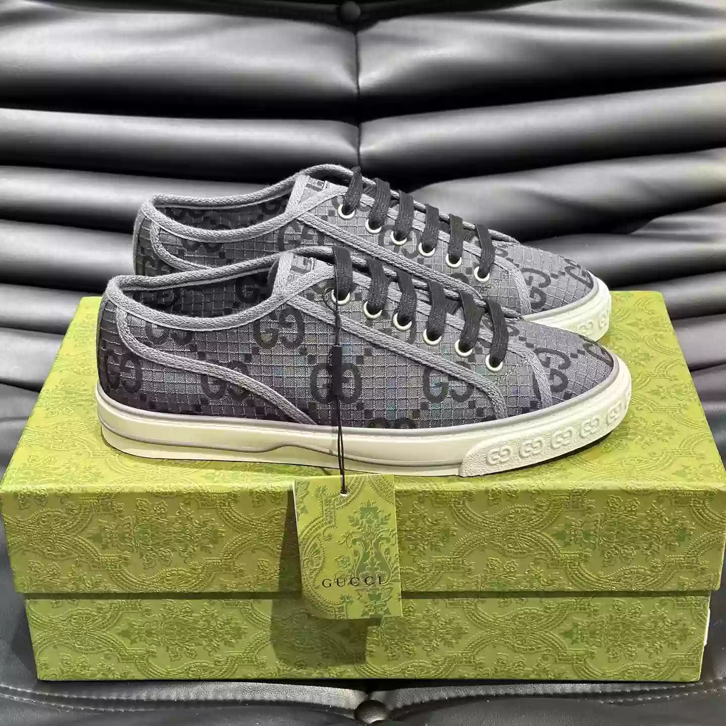 GUCCI TENNIS 1977 SHOES SNEAKERS IN DARK GREY/BLACK - GC280