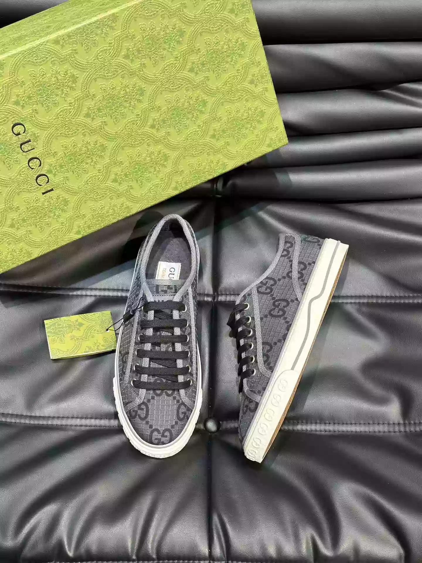 GUCCI TENNIS 1977 SHOES SNEAKERS IN DARK GREY/BLACK - GC280