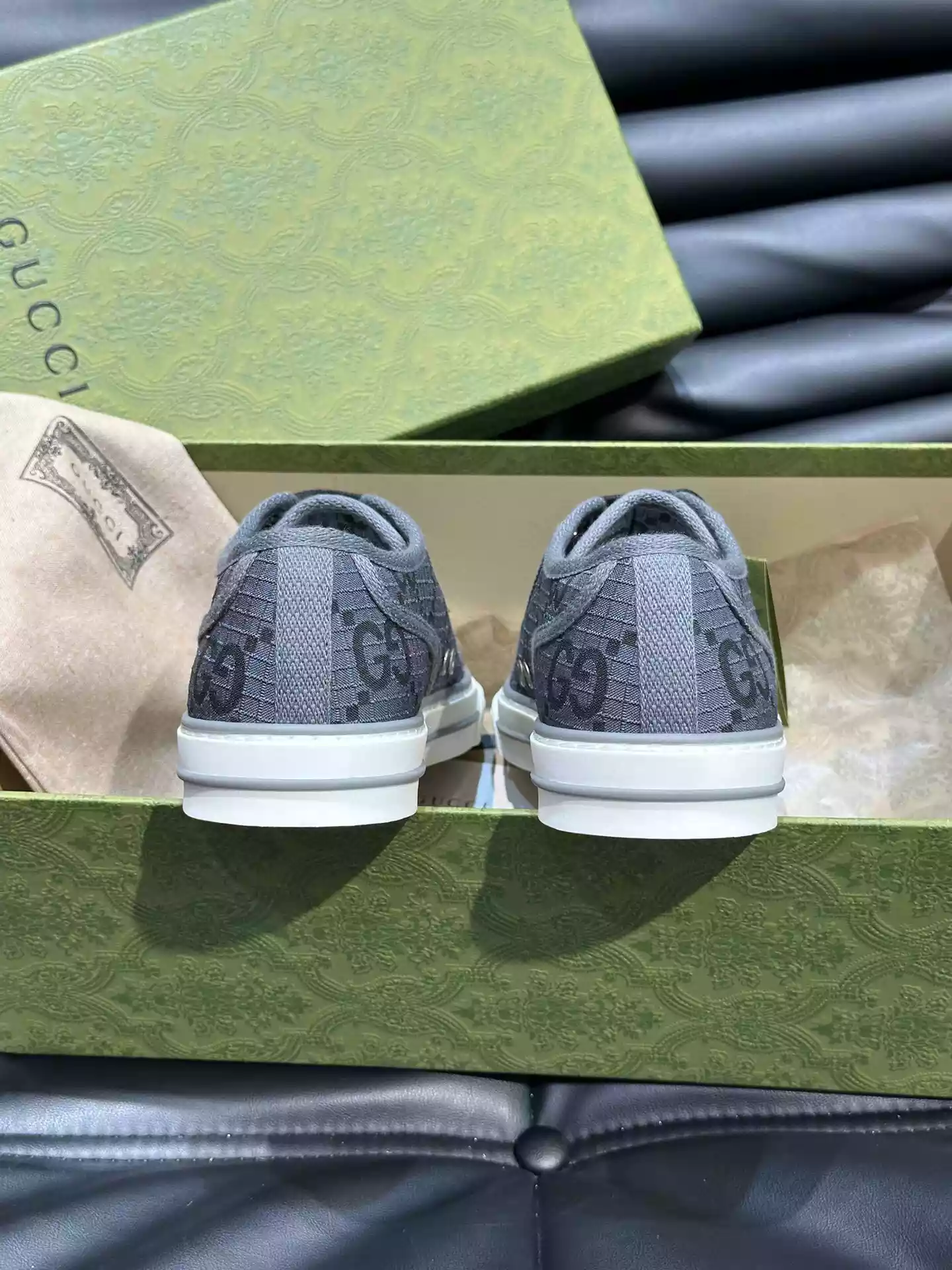 GUCCI TENNIS 1977 SHOES SNEAKERS IN DARK GREY/BLACK - GC280