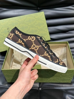 GUCCI TENNIS 1977 SHOES SNEAKERS IN EBONY/BEIGE - GC279