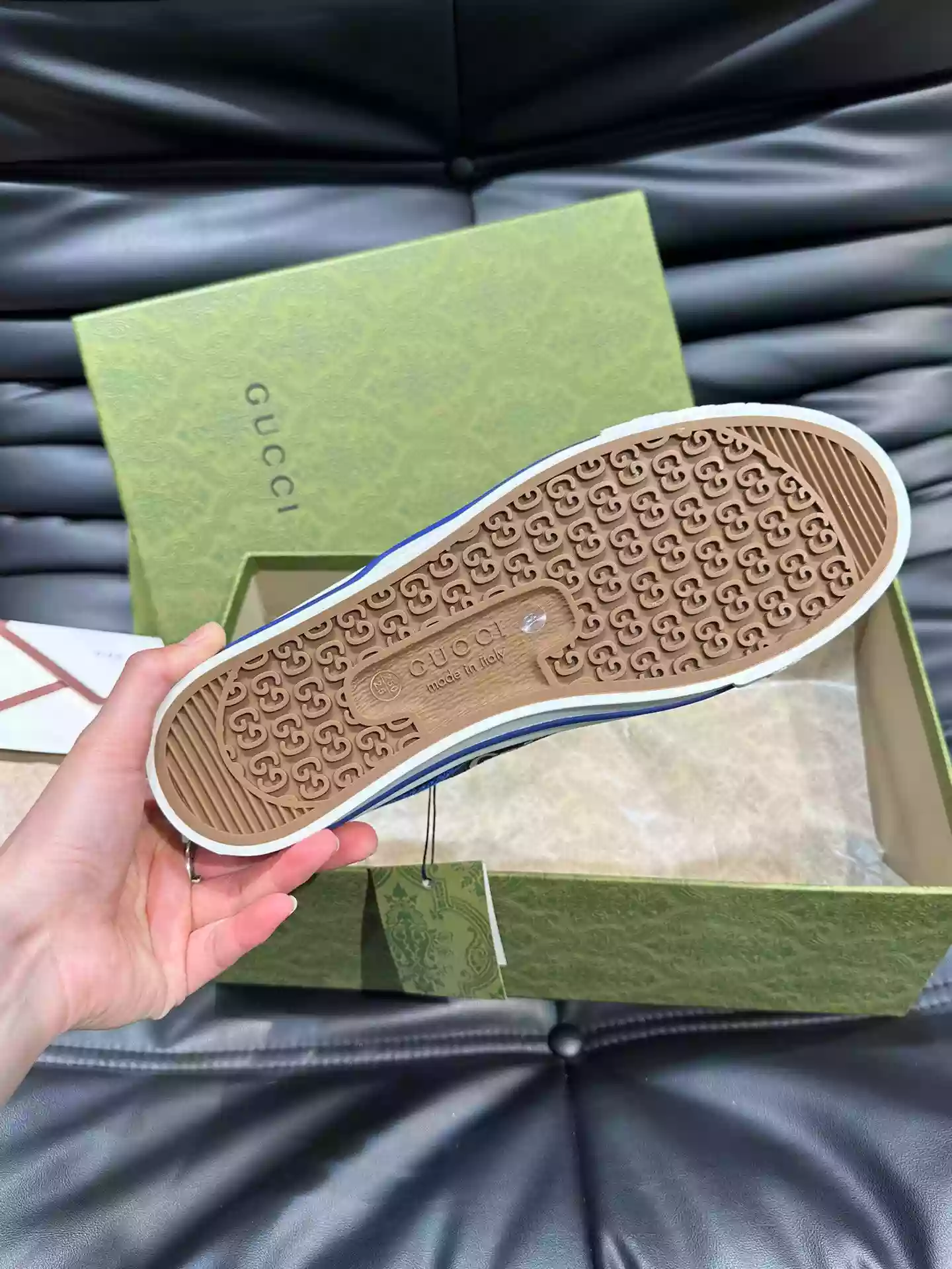 GUCCI TENNIS 1977 HIGH-TOP SHOES SNEAKERS IN BLACK/BLUE - GC284